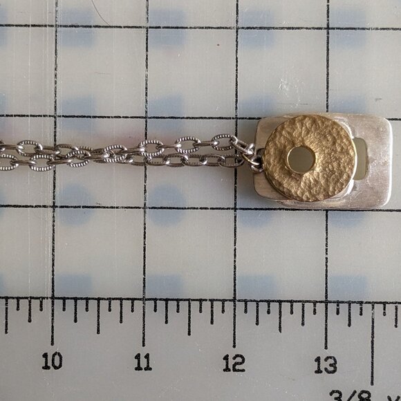 Gold and Silver Metal Geometric Necklace - Picture 10 of 10